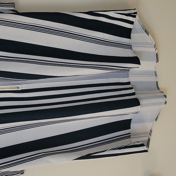 Vintage Vertical Stripe Half Zip High-Low Short Sleeve Nautical Tunic XL - Picture 5 of 10